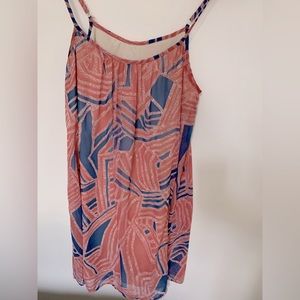 Summer mini dress with spaghetti straps.